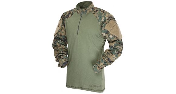 Image of Tru-Spec 1/4 Zip Tactical Response Combat Shirt - Men's, 50/50 Nylon/Cotton Rip-Stop, Woodland Digital/Olive Drab, Extra Large, Regular, 2543006