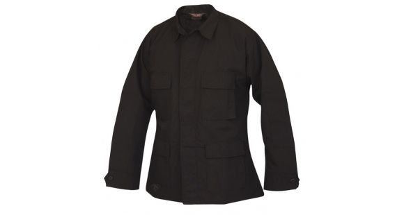 Image of Tru-Spec 4.5oz 65/35 Vat Dyed Poly/Cotton Rip-Stop BDU Uniform Coat, Black, LL 1332025