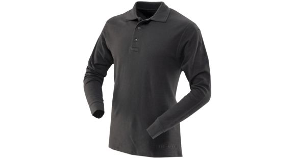 Image of Tru-Spec Polo Shirt, 24-7 Classic Black 100% Cotton Long Sleeve, S 4458003