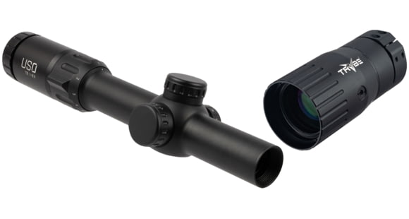Image of U.S. Optics TS-6X Rifle Scope, 1-6x24mm, 30mm Tube, Digital Red SFP Simple Cross Hair Reticle, Elevation and Windage Zeroing Knob with 1/2 MOA Adjustments, Matte, Black, TS-6X SFP with TRYBE Optics En