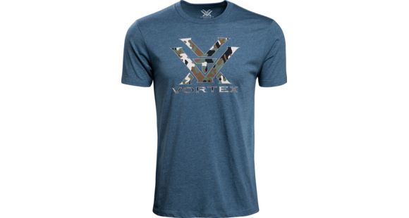 Image of Vortex Camo Logo Short Sleeve T-Shirt - Men's, Small, Steel Blue Heather/Camo, 120-15-SBHS