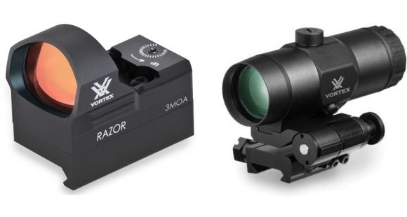 Image of Vortex Razor Red Dot Sight, 6 MOA Dot with 3x Magnifier with Flip Mount