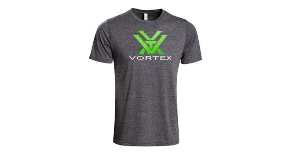 Image of Vortex Toxic Green Logo Short Sleeve T-Shirt, Charcoal, Medium, TG-M