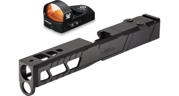 Image of Vortex Venom Red Dot Sight, 1x26.5mm, 3 MOA Dot Reticle, Black and TRYBE Defense Pistol Slide, Glock 17, Gen 4, Venom Cut, Version 2, Black Cerakote
