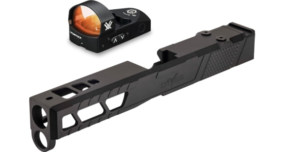 Image of Vortex Venom Red Dot Sight, 1x26.5mm, 3 MOA Dot Reticle, Black and TRYBE Defense Pistol Slide, Glock 19, Gen 5, Venom Cut, Version 2, Black Cerakote