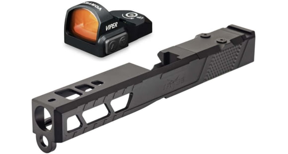 Image of Vortex Viper 1x24mm 6 MOA Red Dot Sight, Black, Viper RedDot and TRYBE Defense Pistol Slide, Glock 17, Gen 3, ViperCut, Version 2, Black Cerakote