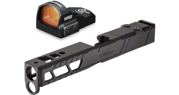 Image of Vortex Viper 1x24mm 6 MOA Red Dot Sight, Black, Viper RedDot and TRYBE Defense Pistol Slide, Glock 17, Gen 4, ViperCut, Version 2, Black Cerakote