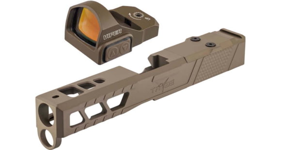 Image of Vortex Viper 1x24mm 6 MOA Red Dot Sight, FDE, Viper Red Dot and TRYBE Defense Pistol Slide, Glock 19, Gen 4, Viper Cut, Version 2, FDE Cerakote