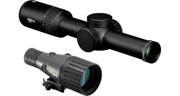 Image of Vortex Viper PST Gen II 1-6x24mm Rifle Scope, 30mm Tube, Second Focal Plane, Red VMR-2 MRAD Reticle and TRYBE Optics Enhancer Rifle Scope Magnification Quadrupler