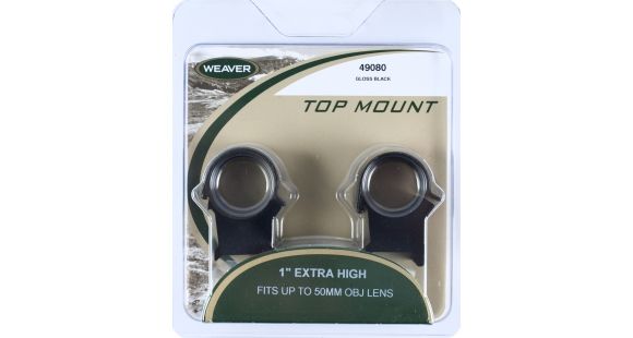 Image of Weaver Detachable Top Mount Rifle Scope Rings, Gloss Black, 1in, X-High, 49080