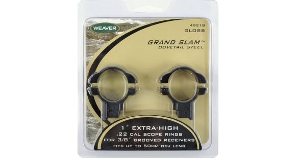 Image of Weaver 1in Grand Slam Steel Rings, .22 Style, Extra High, Black 49218
