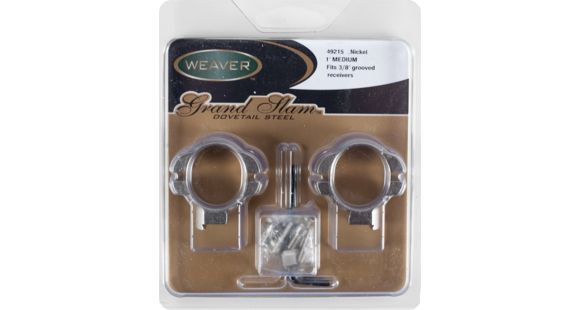 Image of Weaver 1in Grand Slam Steel Rings, .22 Style, Medium, Nickel 49215