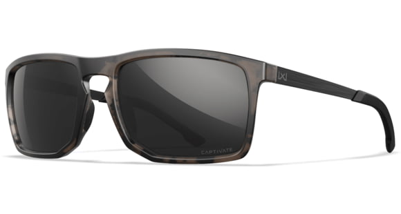 Image of Wiley X Active 6 Axe Captivate Pol Sunglasses, Matte Tortoise Brown, Black Mirror Lens, AC6AXE05