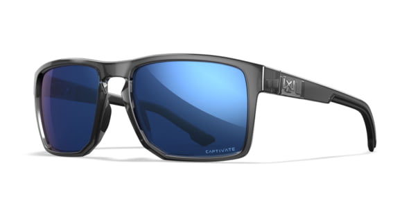 Image of Wiley X WX Founder Active 6 Sunglasses, Captivate Polarized Blue Mirror/Gloss Crystal Grey, AC6FND09