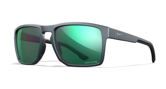 Image of Wiley X WX Founder Active 6 Sunglasses, Captivate Polarized Green Mirror/Matte Graphite Fr, AC6FND07