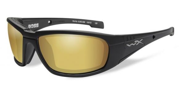Image of Wiley X WX Boss Sunglasses - Polarized Venice Gold Mirror w/Amber Lens / Matte Black Frame, CCBOS04