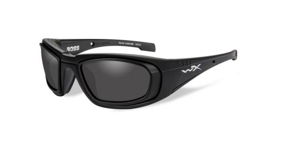 Image of Wiley X Boss Sunglasses, Smoke Grey/Matte Black w/RX RIMs, CCBOS03D