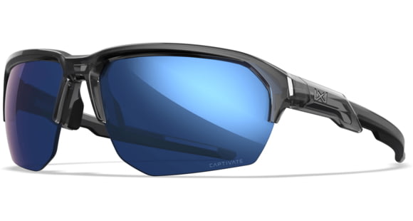 Image of Wiley X Changeable Series Jakl Captivate Non-Pol Sunglasses, Gloss Crystal Grey Frame, Blue Mirror Lens, CHJKL09