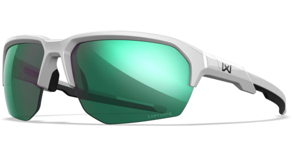 Image of Wiley X Changeable Series Jakl Captivate Non-Pol Sunglasses, Polished White Frame, Green Mirror Lens, CHJKL07