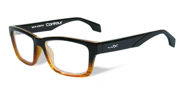 Image of Wiley X WX Contour Eyeglass Frame,Rectangle,Gloss Black/Brown Stripe WSCON05