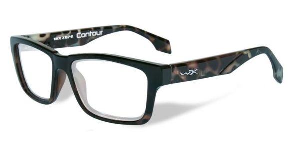 Image of Wiley X WX Contour Eyeglass Frame,Rectangle,Gloss Black Demi WSCON06
