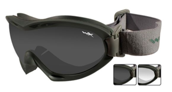 Image of Wiley X Nerve Goggle - 2 Lens - Smoke Grey,Clear / Foliage Green Frame, R-8051G