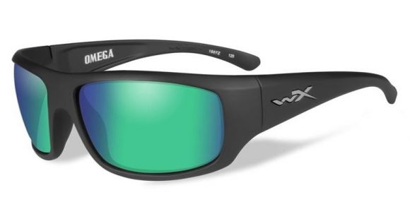 Image of Wiley X WX Omega Sunglasses - Polarized Emerald Mirror w/Amber Lens / Matte Black Frame, ACOME07