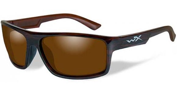 Image of Wiley X WX Peak Sunglasses - Polarized Amber Lens / Gloss Layered Tortoise Frame, WXACPEA04