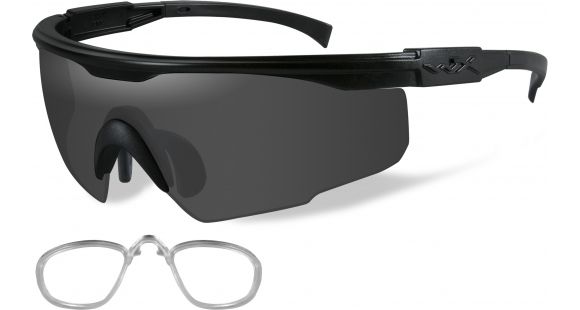 Image of Wiley X PT-1 Sunglasses - 3 Lens Package, 1 Matte Black Frame w/Smoke Grey,Clear,Light Rust Lens w/ RX Insert, PT-1SCLRX