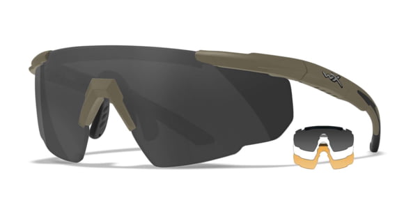 Image of Wiley X Saber Advanced, Matte Tan Frame, Clear/Smoke Grey/Light Rust Lens, 308T