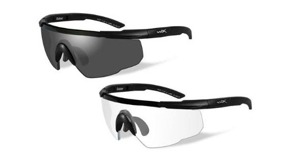 Image of Wiley X Saber Advanced Sunglasses - 2 Full Glasses, 2 Matte Black Frames w/ Smoke Grey Lens &amp; Clear Lens w/RX insert, 307RX