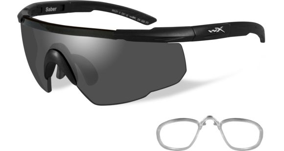 Image of Wiley X Saber Advanced Sunglasses - Smoke Grey Lens / Matte Black Frame w/RX insert, 302RX