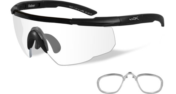 Image of Wiley X Saber Advanced Sunglasses - Clear Lens / Matte Black Frame w/RX insert, 303RX