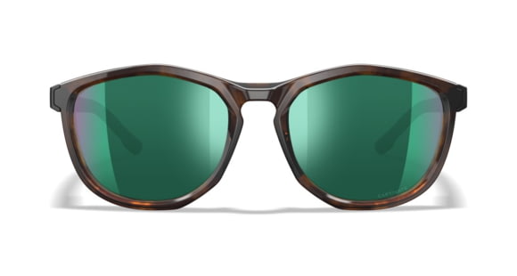 Image of Wiley X Bravo Captivate Sunglasses, Pol Green Mirror / Gloss Tortoise Frame, Gloss Black Temples, AC4BRV07