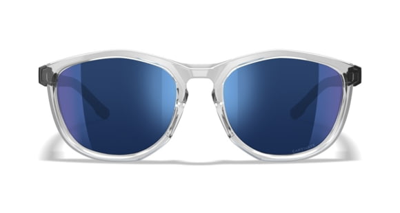 Image of Wiley X Bravo Captivate Sunglasses, Pol Blue Mirror / Gloss Crystal Clear Frame, Gloss Black Temples, AC4BRV09