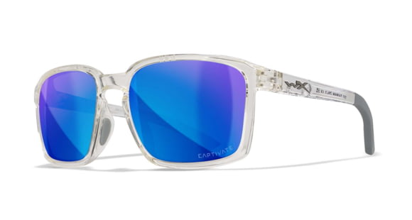 Image of Wiley X WX Alfa Sunglasses, Gloss Clear Crystal Frame, Captivate Polarized Blue Mirror Lens, AC6ALF09