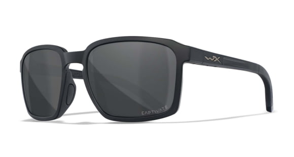 Image of Wiley X WX Alfa Sunglasses, Matte Black Frame, Captivate Polarized Grey Mirror Lens, AC6ALF18