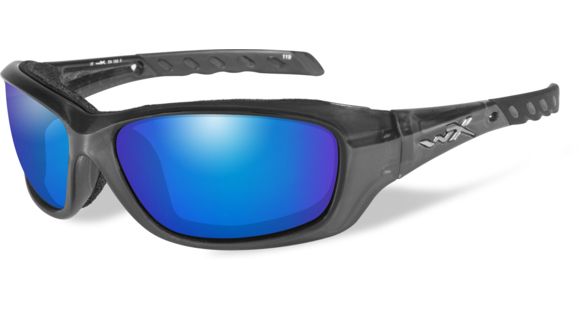 Image of Wiley X WX Gravity Sunglasses - Polarized Blue Mirror w/Green Lens / Black Crystal Frame, CCGRA04