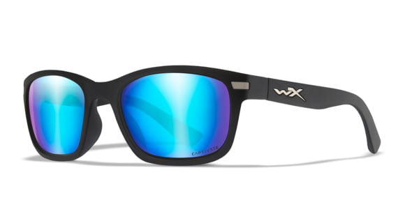 Image of Wiley X WX HELIX Sunglasses, Captivate Polarized Blue Mirror Lens/ Matte Black, AC6HLX09