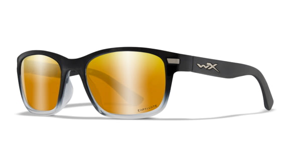 Image of Wiley X WX HELIX Sunglasses, Captivate Polarized Bronze Mirror Lens/ Gloss Black, AC6HLX04