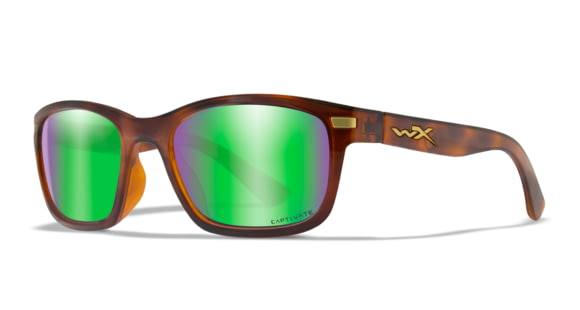 Image of Wiley X WX HELIX Sunglasses, Captivate Polarized Green Mirror Lens/ Gloss Demi, AC6HLX07