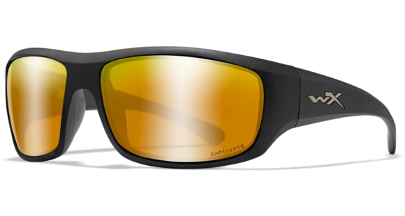 Image of Wiley X WX Omega Sunglasses, Matte Black Frame, Captivate Pol Bronze Mirror Lenses, ACOME04