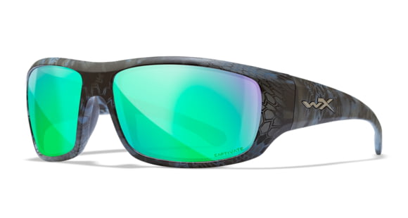 Image of Wiley X WX Omega Sunglasses, Kryptek Neptune Frame, Captivate Pol Green Mirror Lenses, ACOME13