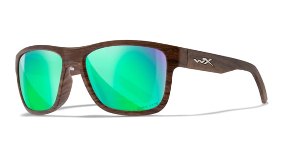 Image of Wiley X WX OVATION Sunglasses, Captivate Polarized Green Mirror/ Matte Woodgrain, AC6OVN07