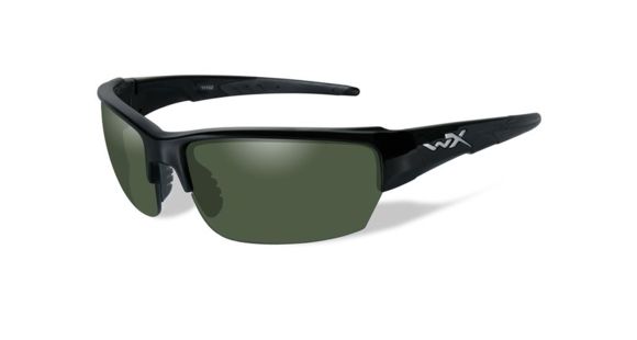 Image of Wiley X WX Saint Sunglasses, Polarized Smoke Green Lens, Gloss Black Frame, CHSAI04