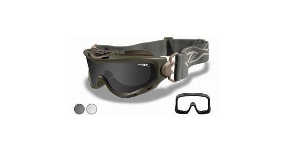 Image of Wiley X Spear Goggle - 2 Lens - Smoke Grey,Clear Lens / Foliage Green Frame w/RX Insert, SP29GRX