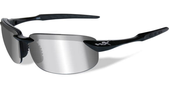 Image of Wiley X WX Tobi Sunglasses - Polarized Silver Flash w/Smoke Grey Lens / Gloss Black Frame, ACTOB04