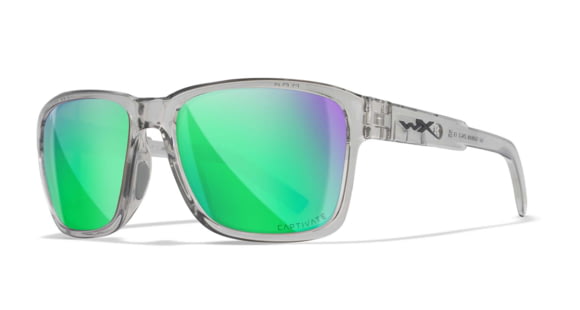 Image of Wiley X WX Trek Sunglasses, Gloss Crystal Light Grey Frame, Captivate Polarized Green Mirror Lens, AC6TRK07