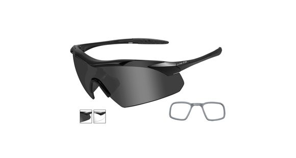 Image of Wiley X Vapor Safety Sunglasses, 2 Lens Package, 1 Matte Black Frame w/Smoke Grey, Clear Lens, w/ RX Insert, 3501RX