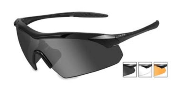 Image of Wiley X Vapor Safety Sunglasses, 3 Lens Package, 1 Matte Black Frame w/Smoke Grey, Clear, Light Rust Lens, 3502